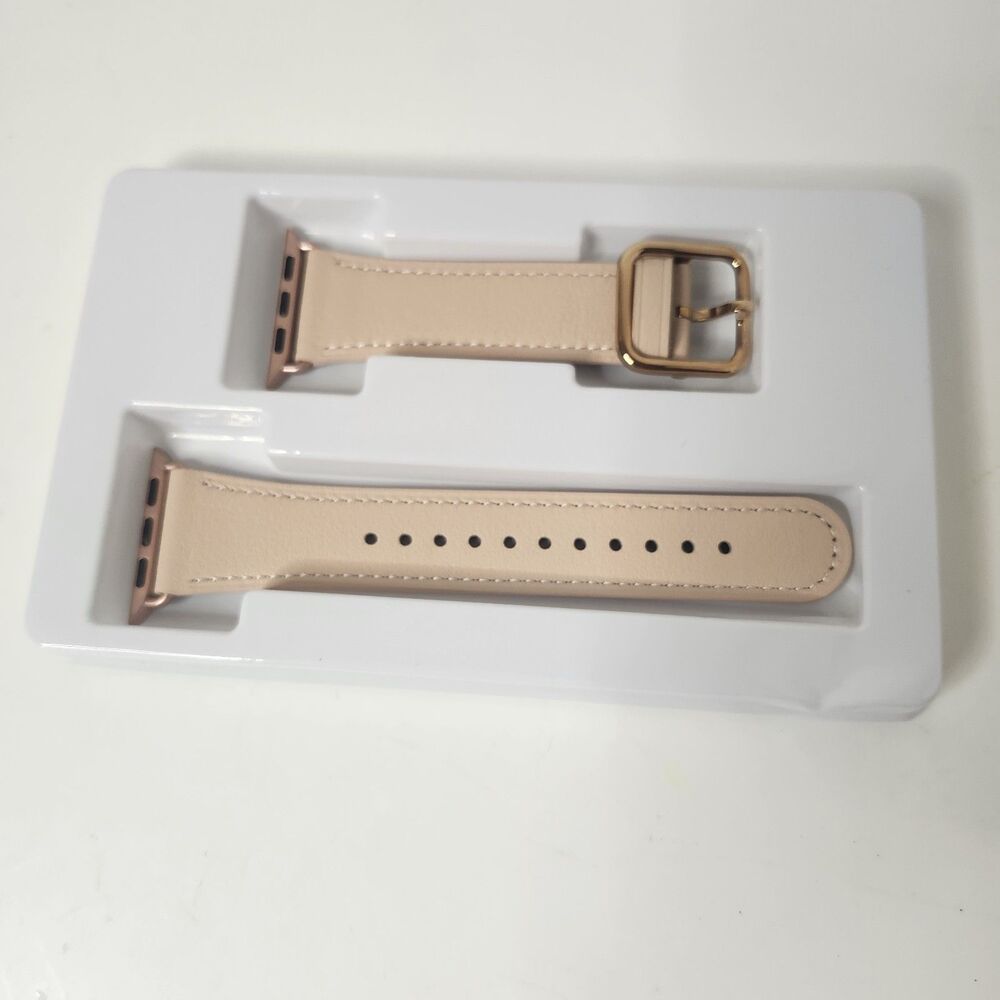 Natural Leather 38MM Sandpink And Rosegold Watch Band